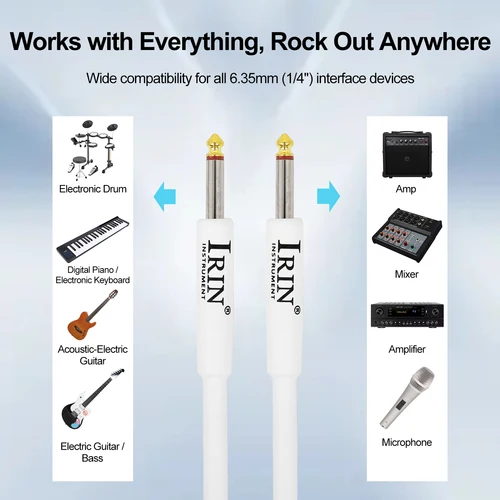 Imagen 2 del producto IRIN-Cable de Audio para guitarra, 3M/6M/10M, enchufe de 6,5mm, línea de reducción de ruido, Cable de Audio, bajo, accesorios y piezas para guitarra eléctrica