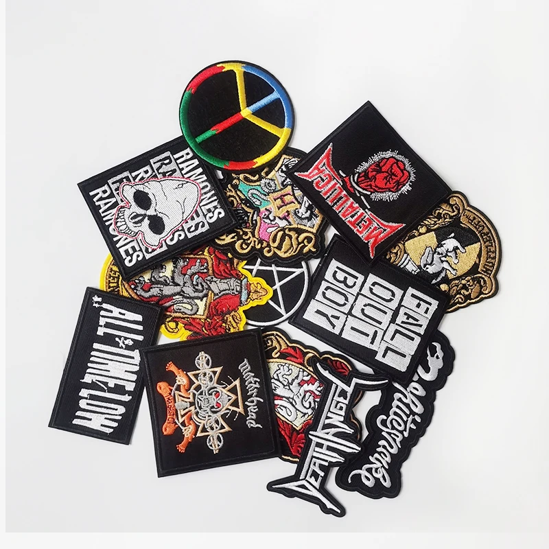 Band Embroidered Applique Patches Fabric Garment Apparel Accessories Badges Rock Punk