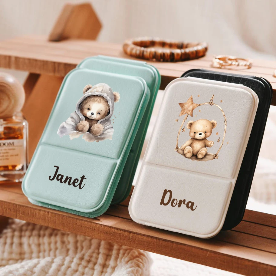 Custom Ultra-Thin PU Leather Folding Mirror Mini Pocket Portable Gift set PU folding mirror High definition double-sided enlarg