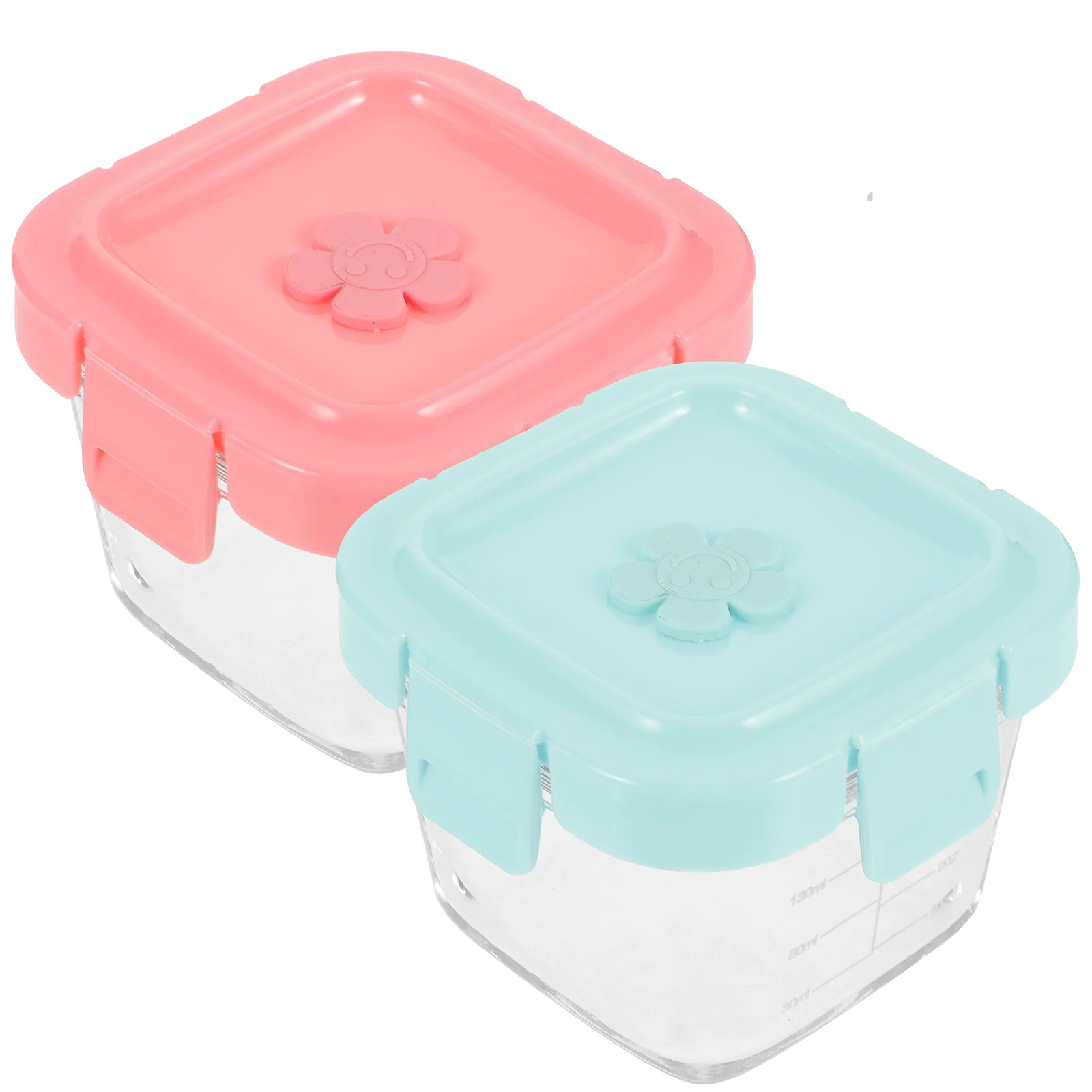 

2Pcs 150ml Baby Food Sealing Box PP Glass Material Portable Travel Infant Snacks Container High Quality Durable Fresh