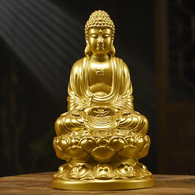 FX-18  statue real wood carving golden body Buddha statue of  Dahi Tathagata Sanbao Buddha statue of Medicine Master Buddha