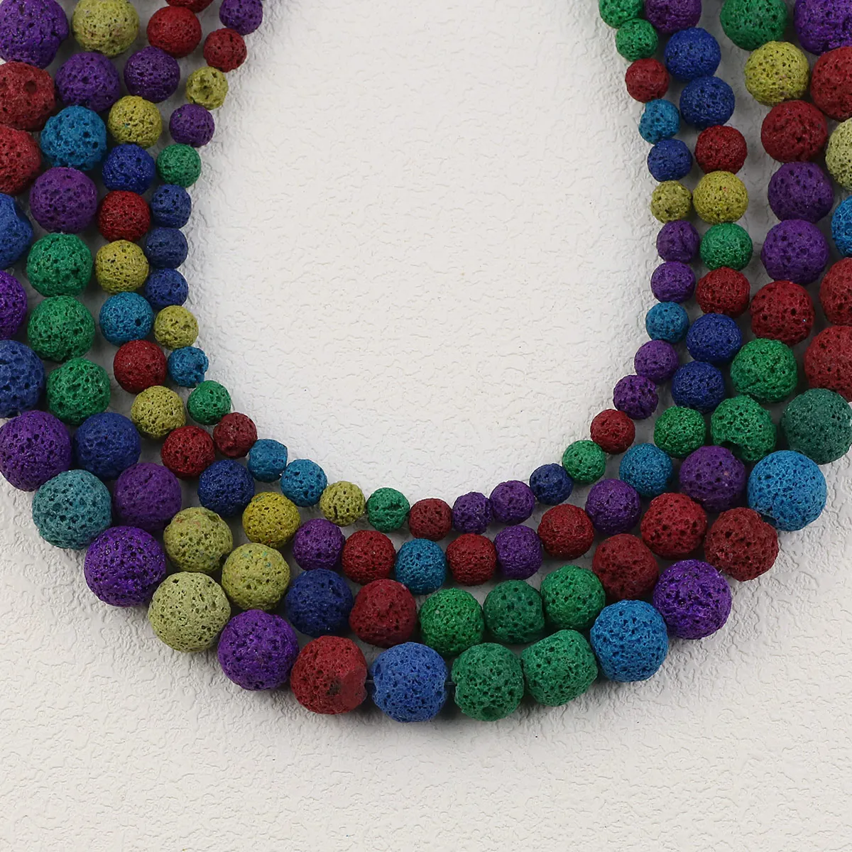Pierre volcanique de couleur mixte 4/6/8/10/12mm, pierre de lave colorée, perles amples pour la fabrication de bijoux, Bracelets, pendentifs, accessoires de bricolage