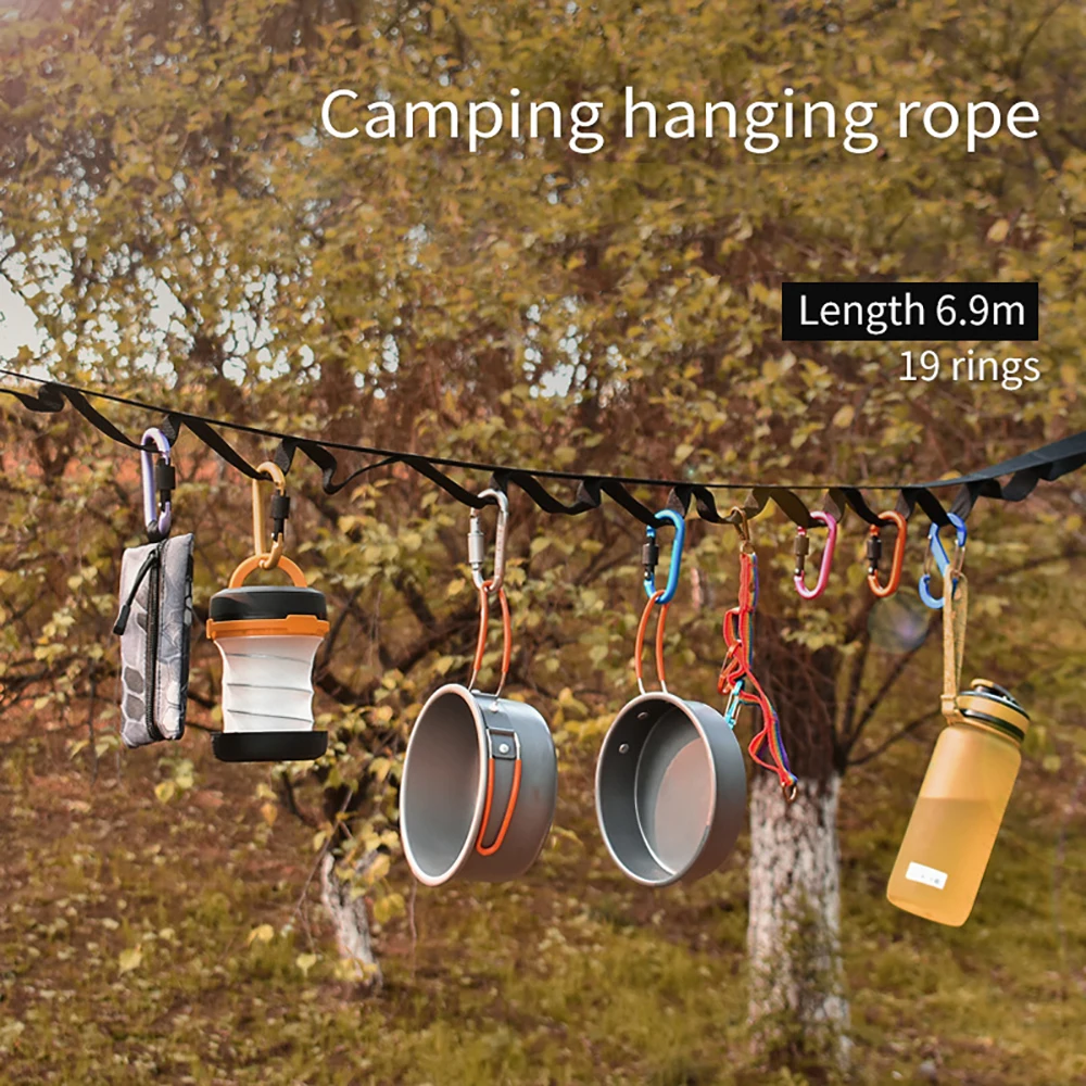 Outdoor Hanging Rope 6.9m Portable Lanyard Canopy Hanger Camping Campsite Storage Strap Backpacking Hiking Tent Accessories