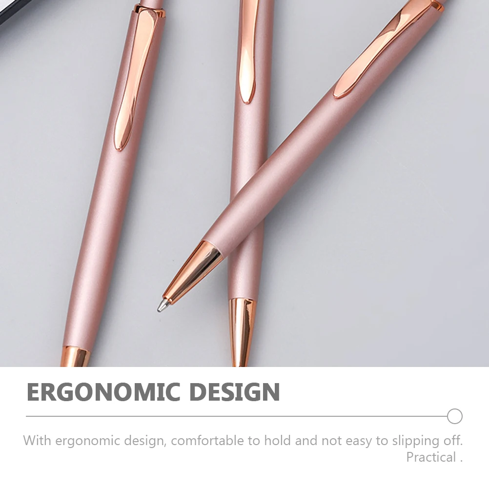 

10 Pcs Rose Gold Ballpoint Pen Aluminum Rod Classic Metal Push Pens Portable Writing Ergonomic Design Daily Use Gifts Art