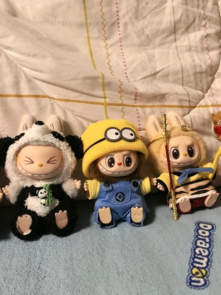 17 centimetri Vestiti Per Labubu Seduto Vestiti Del Partito Bambola di Stoffa Sun Wukong Piccoli Animali Labubu Vestito In Vinile Vestiti della Bambola Kawaii giocattoli