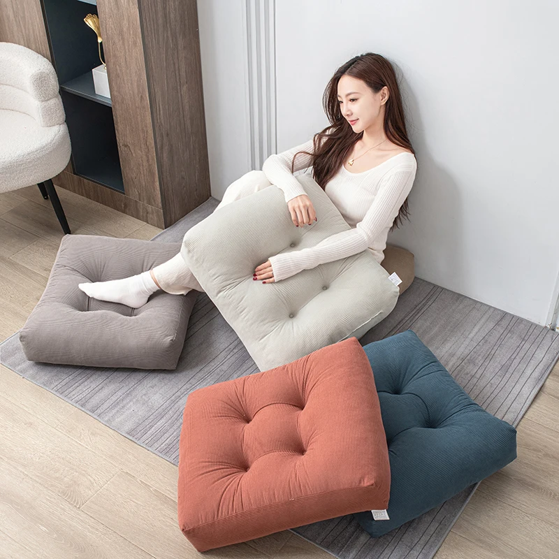 EIFLOY-Corduroy Seat Cushions for Chair Floor, Waterproof, Square, Thick Tatami Futon, Office, Sofa Couch, Back Seating Pouf
