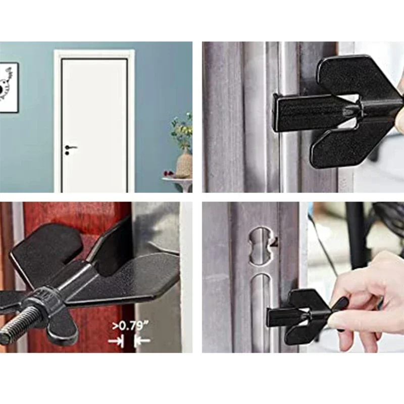 Gray Portable Hotel Door Lock Live Alone Self-Defense Stop Travel Anti-theft Stopper Childproof Safety Home Latch Gourd Shape