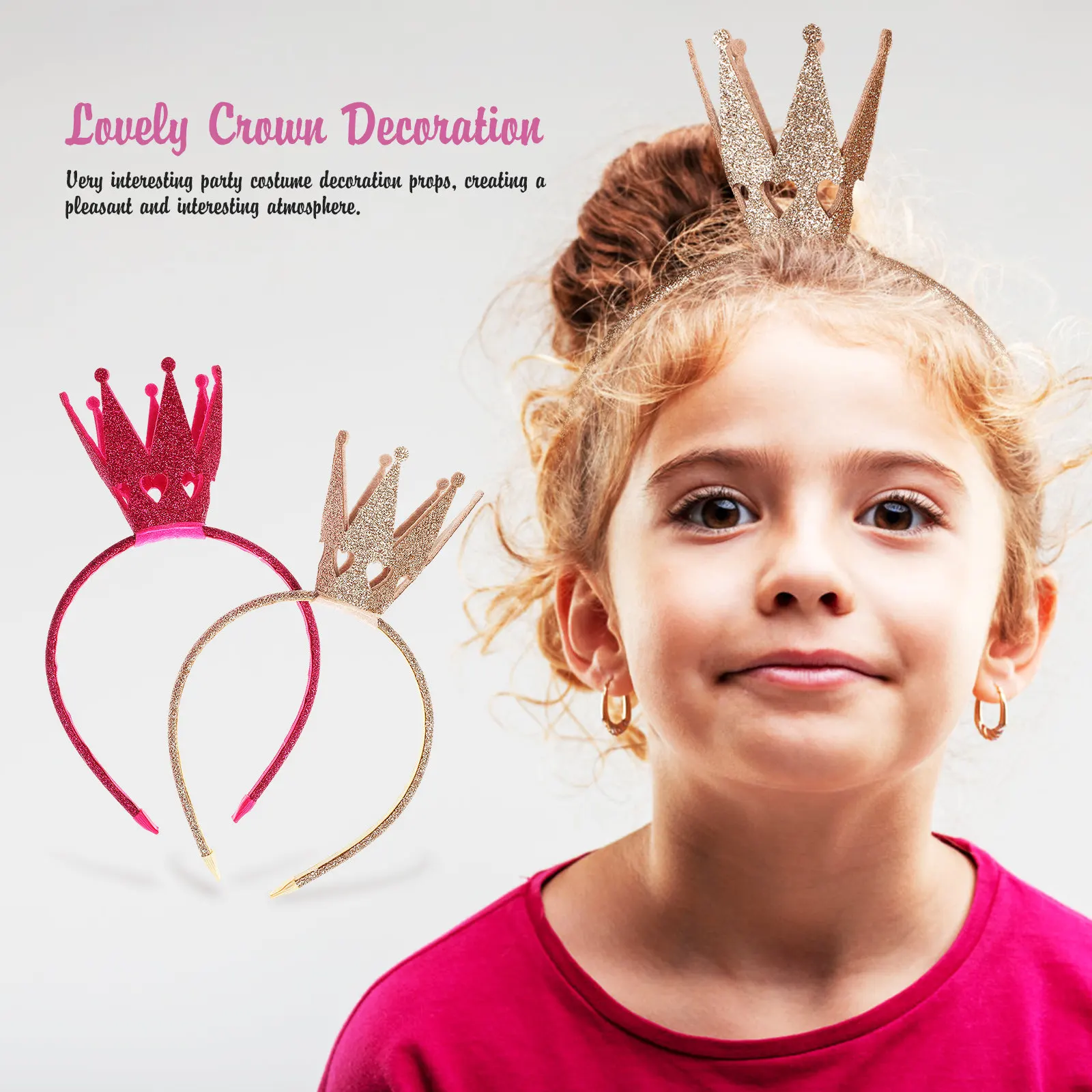 

2 шт. повязки на голову в виде короны для блестящих глиттерных повязок на голову принцессы, головной убор для дня рождения, реквизит для фотосессии, аксессуары для волос