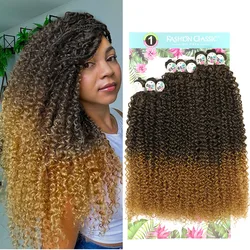 Synthetic Kinky Curly Hair Bundles Long Jerry Curly Hair Weave Lindona Hair Extensions Organic Ice Silk High Quality Weaving