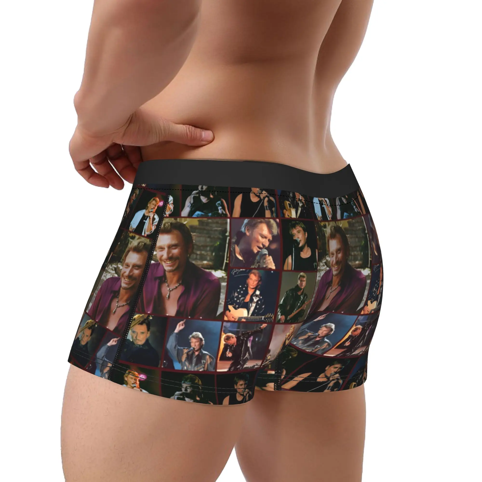 Men Johnny Hallyday Underwear Rock Star Music French Singer Fashion Boxer Briefs Shorts Panties Male Soft Underpants M-XXL