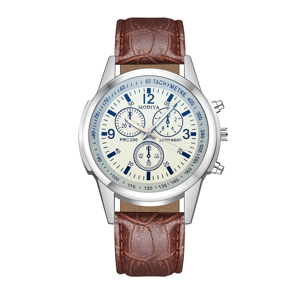 Mode Geschenk Quarzuhr heißes blaues Licht Glas gürtel Herren uhr Herren uhr