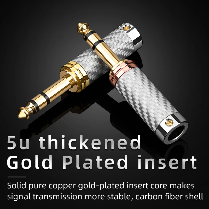 ATAUDIO 4 قطعة 6.5 مللي متر التوصيل الروديوم مطلي ألياف الكربون 6.35 مللي متر جاك TRS موصل ستيريو لكابل بها بنفسك