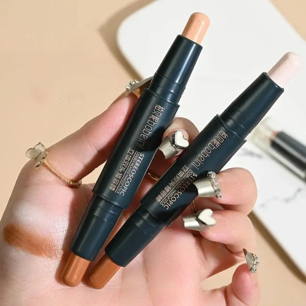 New Double-headed V Face Contouring Stick 2-in-1 Long Lasting High Nose Bridge Shadow Face Makeup Face Brighten Stick