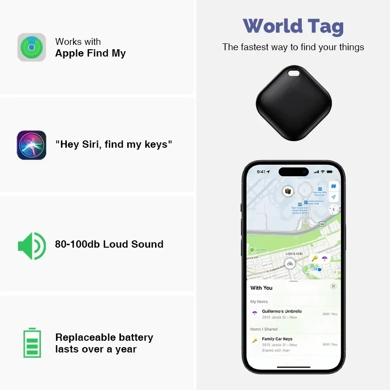 YP Bluetooth Tracker Kid Pet Key Finder Lange afstand Smart Tag Tracker Werk voor Apple Vind Anti-verloren herinneringsapparaat MFI-beoordeeld