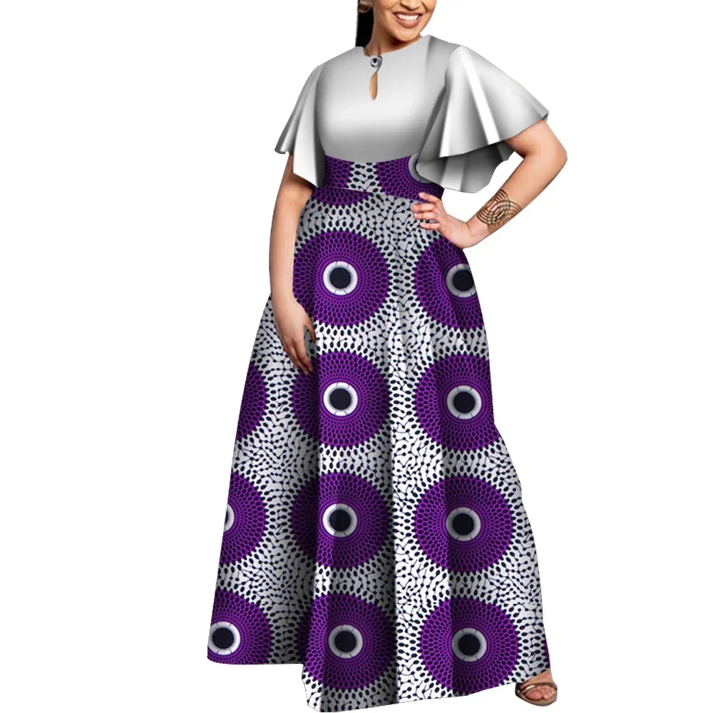 Maxi African Dress for Women Plus Size Graceful Flare Sleeve Ankara Wax Print Party Dress African Print Dresses for Women WY5564