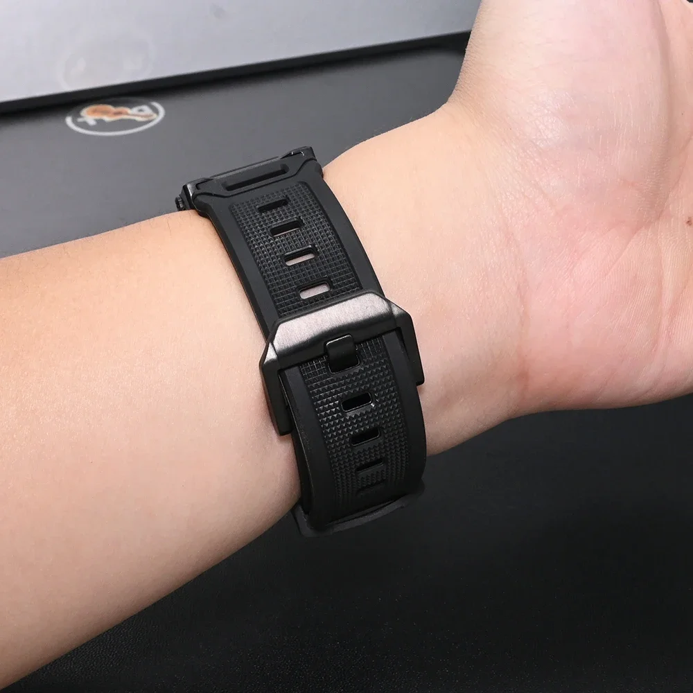 MEN Rubber Loop Strap for Samsung Galaxy Ultra Bracelet Luxury Rubber Sports Band for SAMSUNG GALAXY ULTRA 47mm Black Wristband