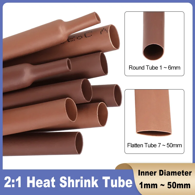 

2:1 Shrinkage Heat Shrink Tube Brown 1 2 3 4 5 6 8 10 12 16 14 20 25 30 40 50mm Cable Wire Connector Polyolefin Insulated Sleeve