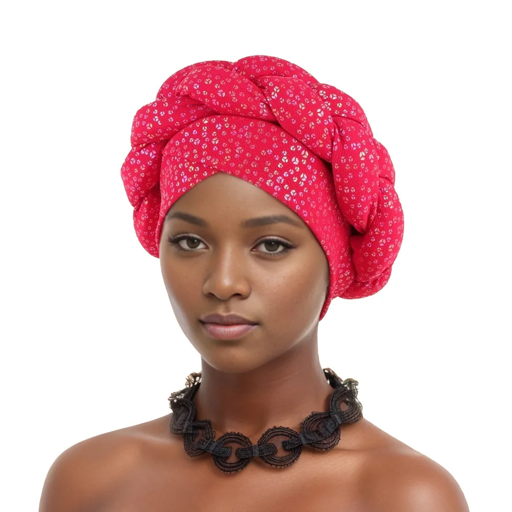 

2024 Exaggerated Braids Turban Cap For Women Print African Auto Gele Headtie Nigeria Head Wraps Female Headpiece African Headtie