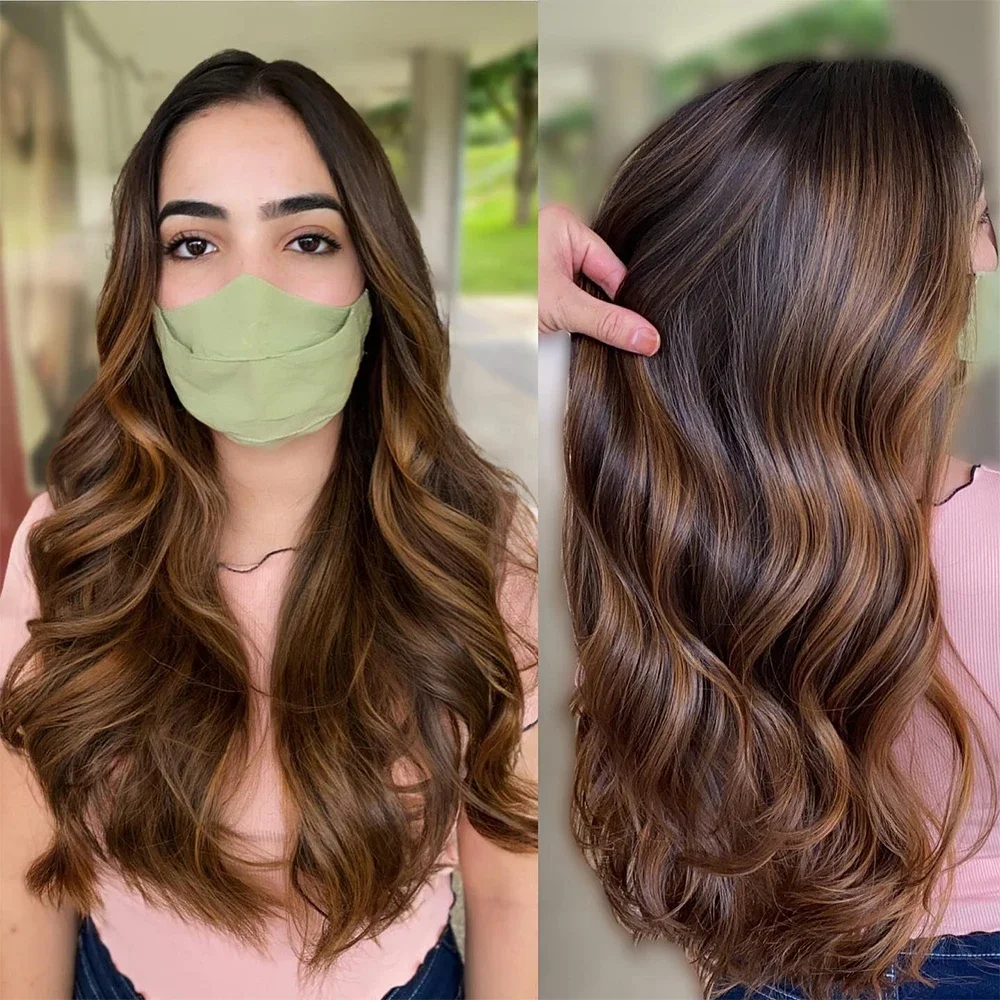 

Ombre Brown 30inch 5x5 Silk Base Long Body Wave Jewish Human Hair Wig With Baby Hair HD Lace European Hair Preplucked Daily