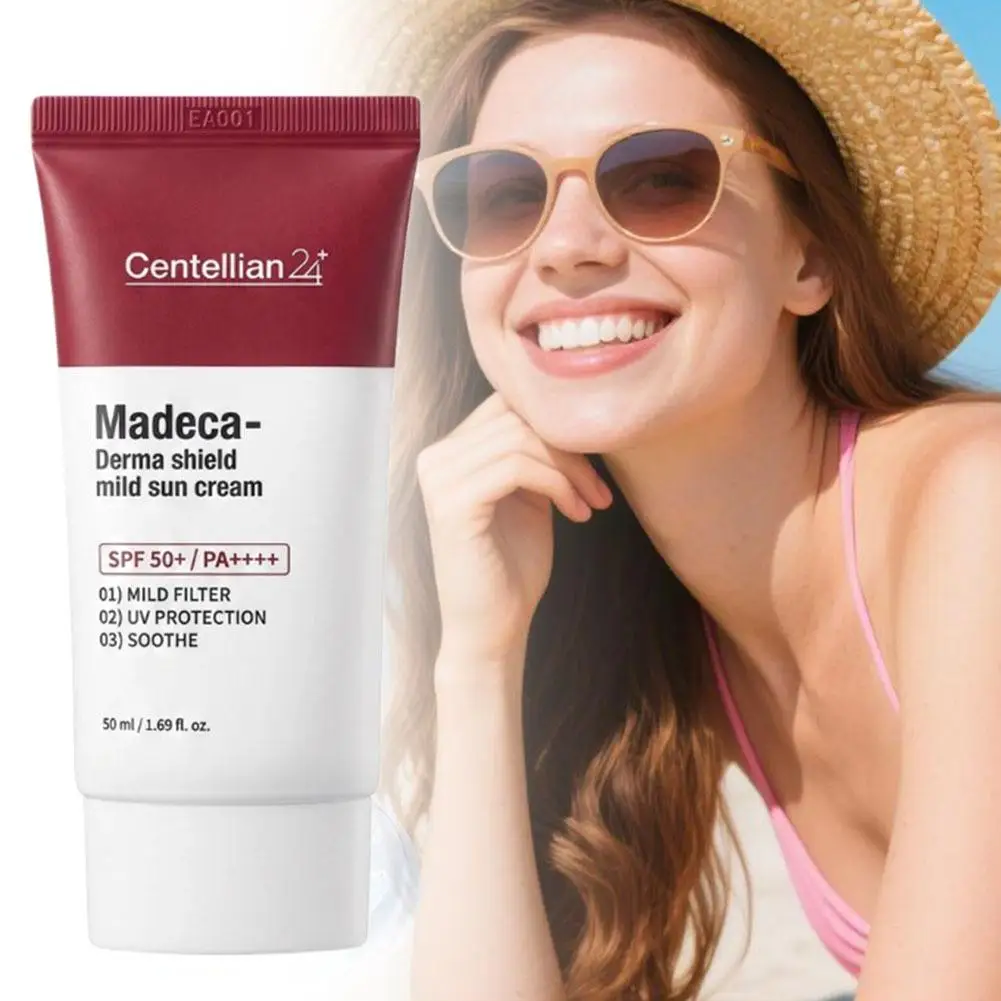 Korean Centella Asiatica Repair Physical Sunscreen SPF50+ PA++++ Gentle UV Barrier Soothing Hydrating Sun Cream Not Greasy