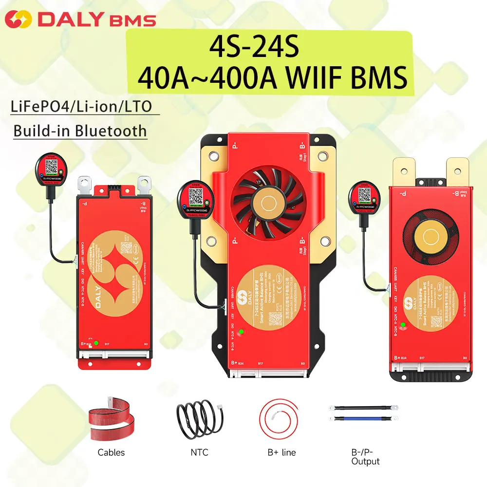 DALY BMS Smart Active Balancer BMS 40A 60A 100A 150A 200A 400A 4S 7S 8S 16S 17S 20S 24S BT 12V 48V Li-ion lifepo4