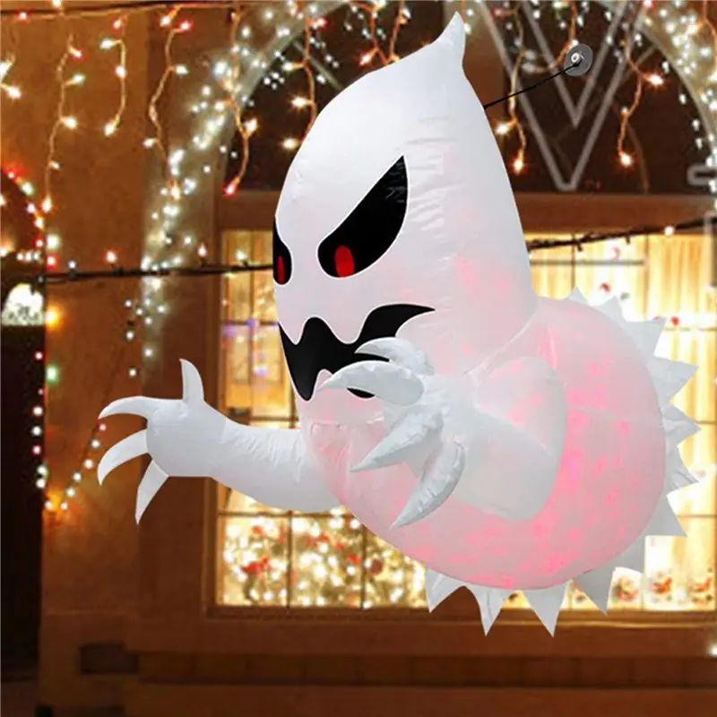 HLZS-3Pcs 1Mx0.9M Halloween Inflatable Ghost Horror Window Ghost Foldable Balloon Outdoor Courtyard Garden Decoration