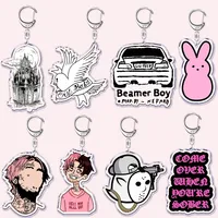 Lil Peep Rapper Keychain for Accessories Bag Pendant  Crybaby Hellboy Love Yikes Letter Key Chain Ring Keychains Jewelry Gift