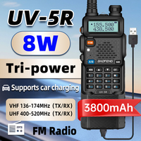 1/2Pcs Baofeng UV-5R Walkie Talkie 8W 3800mAh Tri Power Type-C VHF UHF Dual Band Long Range FM Radio Handheld Transceiver Outdoo