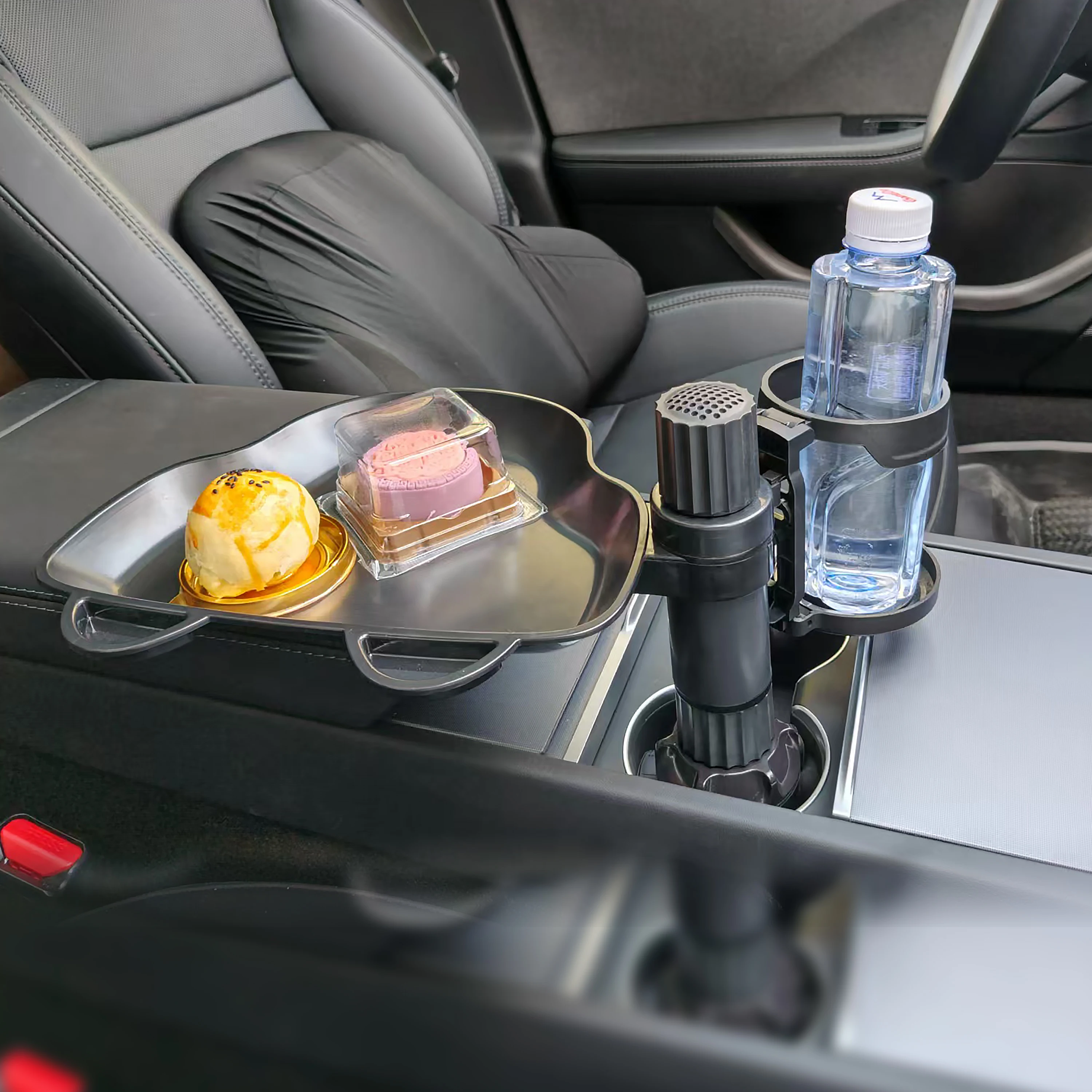 Car cup holder and dinner plate extender, adjustable 360° rotation, snack tray, beverage rack