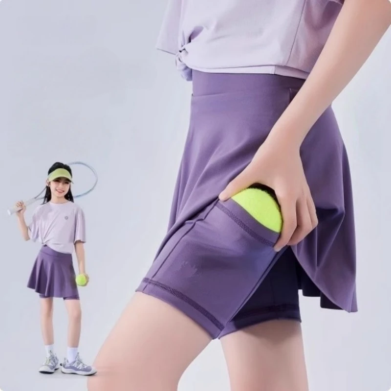 Girls Tennis Skirt with Built-in Shorts Quick-Dry Athletic Pleated Skirt Cute Sports Golf Skort Outfits Uniform for Kids Tennis