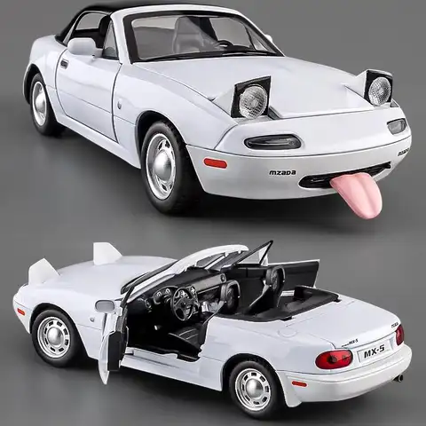 1:24 Mazda MX5 Miniature Alloy Metal Diecast MX-5 Toy Car Model Sound & Light Doors Openable Collection Hobby Decoration Present