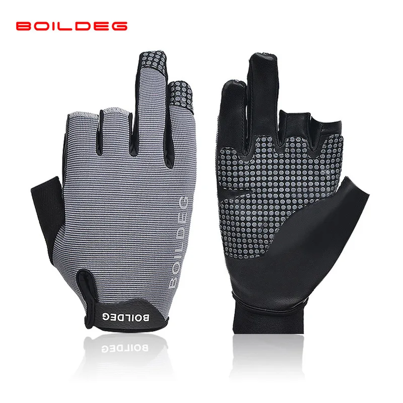 Reflective fishing gloves, three-fingerless gloves for rock fishing, fishing gear and accessories, sun-protective lure fishing g