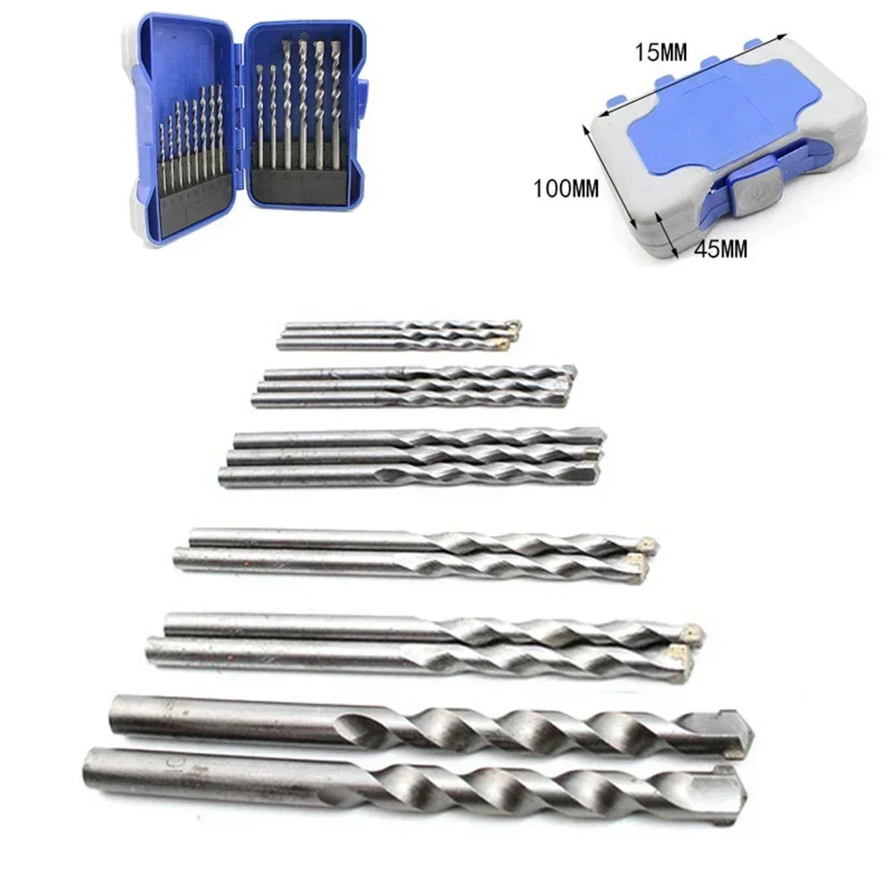 

15pcs 3/4/5/6/8/10mm Masonry Drill Bits Carbide Concrete Drill Bit For Drilling Stone Tile Brick Ceramic Glass Power Tools