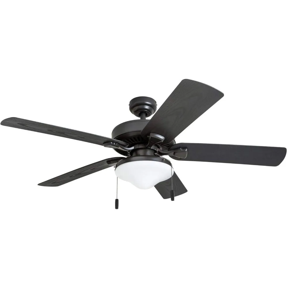 

52 inch ceiling fan with light, indoor/outdoor ceiling fan with zipper,LED three seater 5-blade design,ETL moisture-proof rating