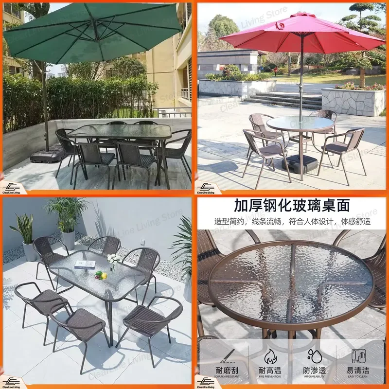 Outdoor Cast Aluminum Patio Table and Chair Set with Umbrella 3 Piece Garden Furniture Waterproof Sunproof for Courtyard