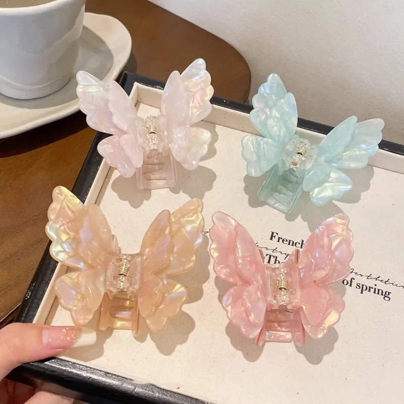 New Fairy Butterfly Hair Claw Acetate Crab Hair Clip Women French Sweet Princess Shark Clip Hairpin for Girls Hair Accessories