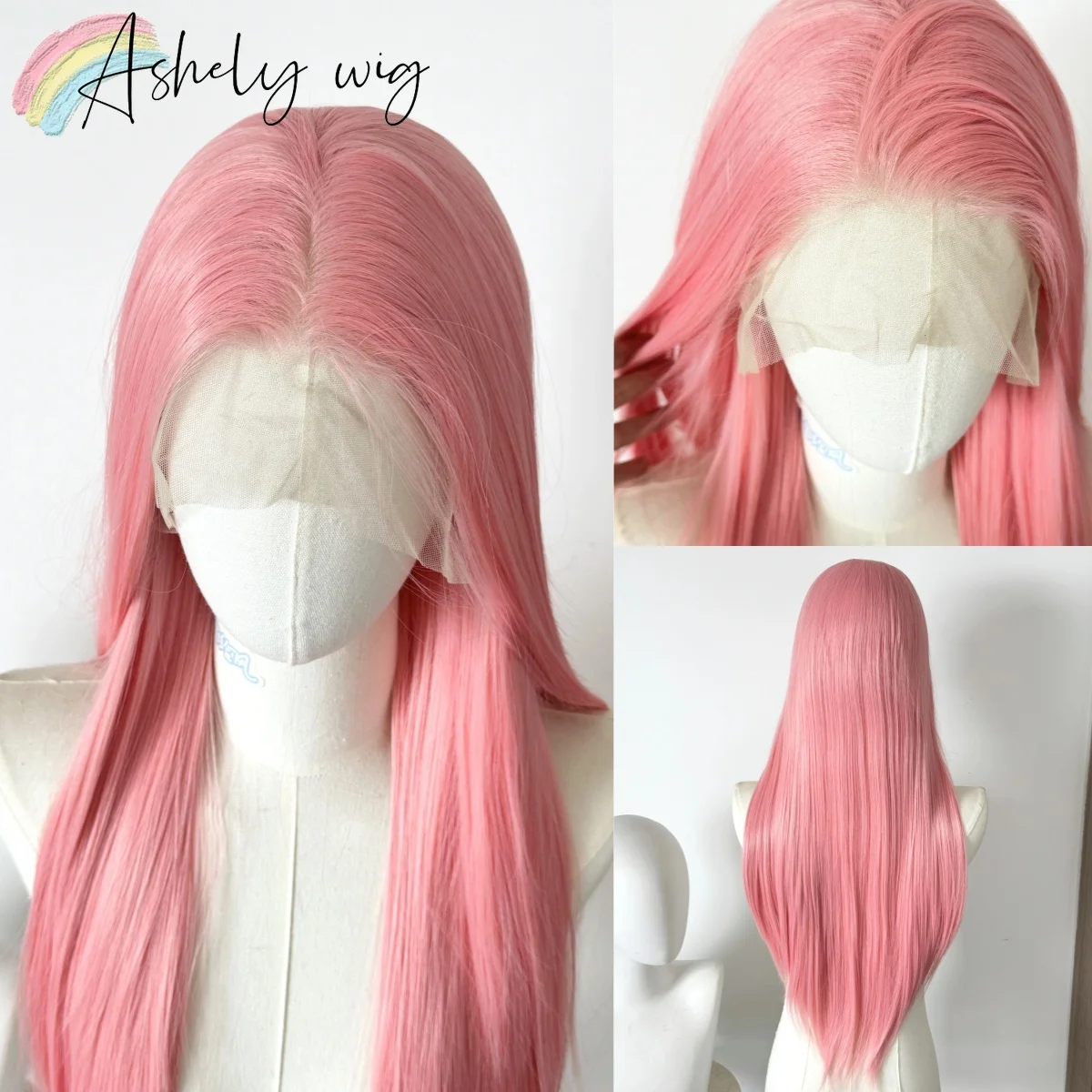 

NEW Pink Wig 13*4 HD Lace Front Wigs 26inch Long Straight Hair Wig Synthetic Lace Wigs for Women High Quality Fibers Cosplay