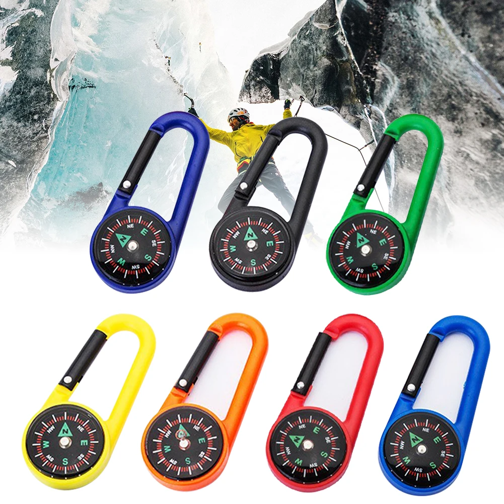 Mini Lightweight Compass, Portable Carabiner Keychain Compasses Outdoor Camping Tool, Mountaineering Tourism Survival Equipment