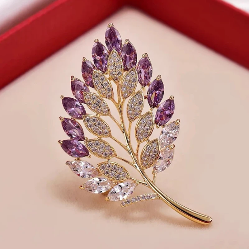 Fashion Shiny Hollowed Out Leaves Brooch For Women Girls Elegant Unique Corsage Exquisite Pins Clothing Accessories Gifts