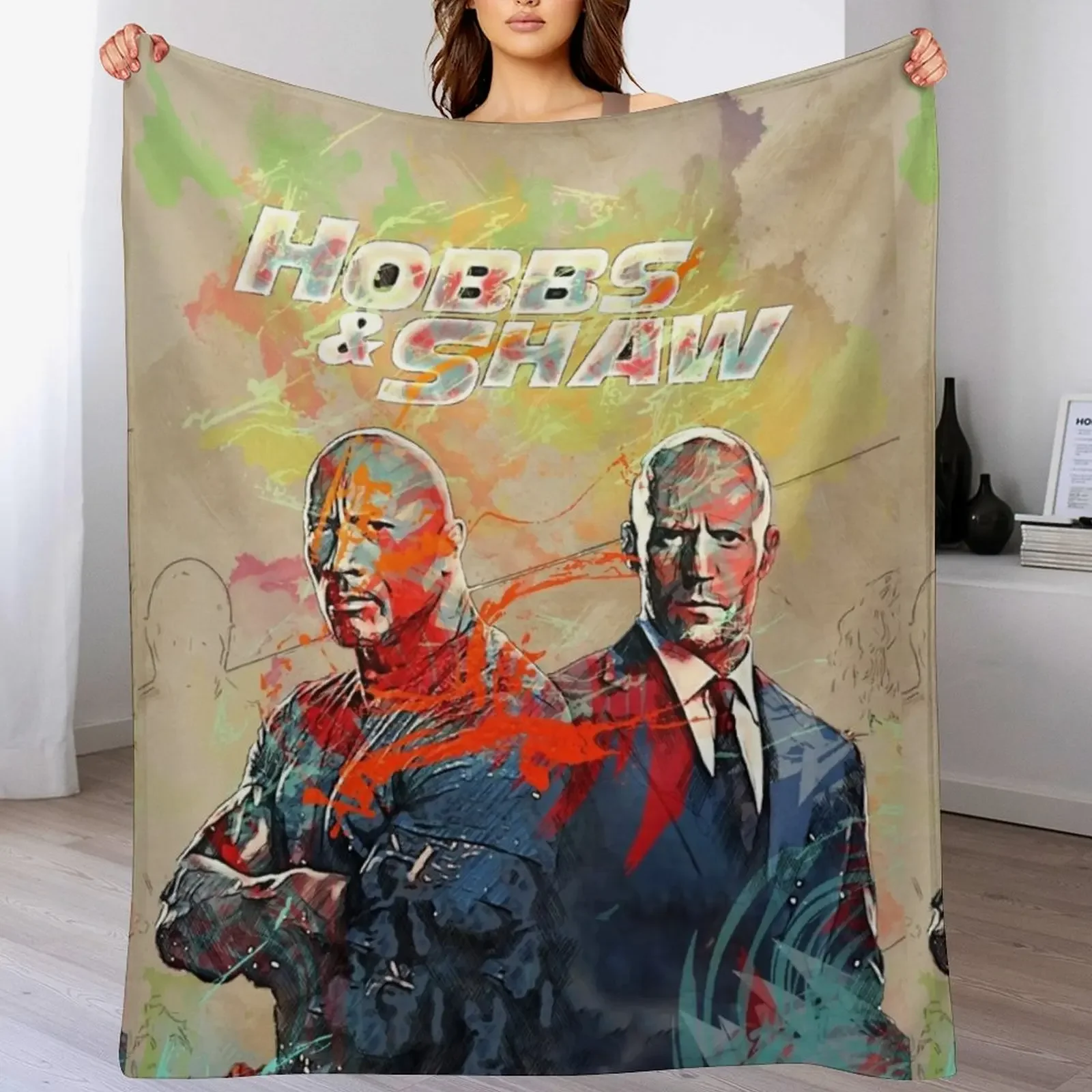hobbs and shaw contemporary art Throw Blanket Decorative Soft Throw Blanket for Couch Sofa