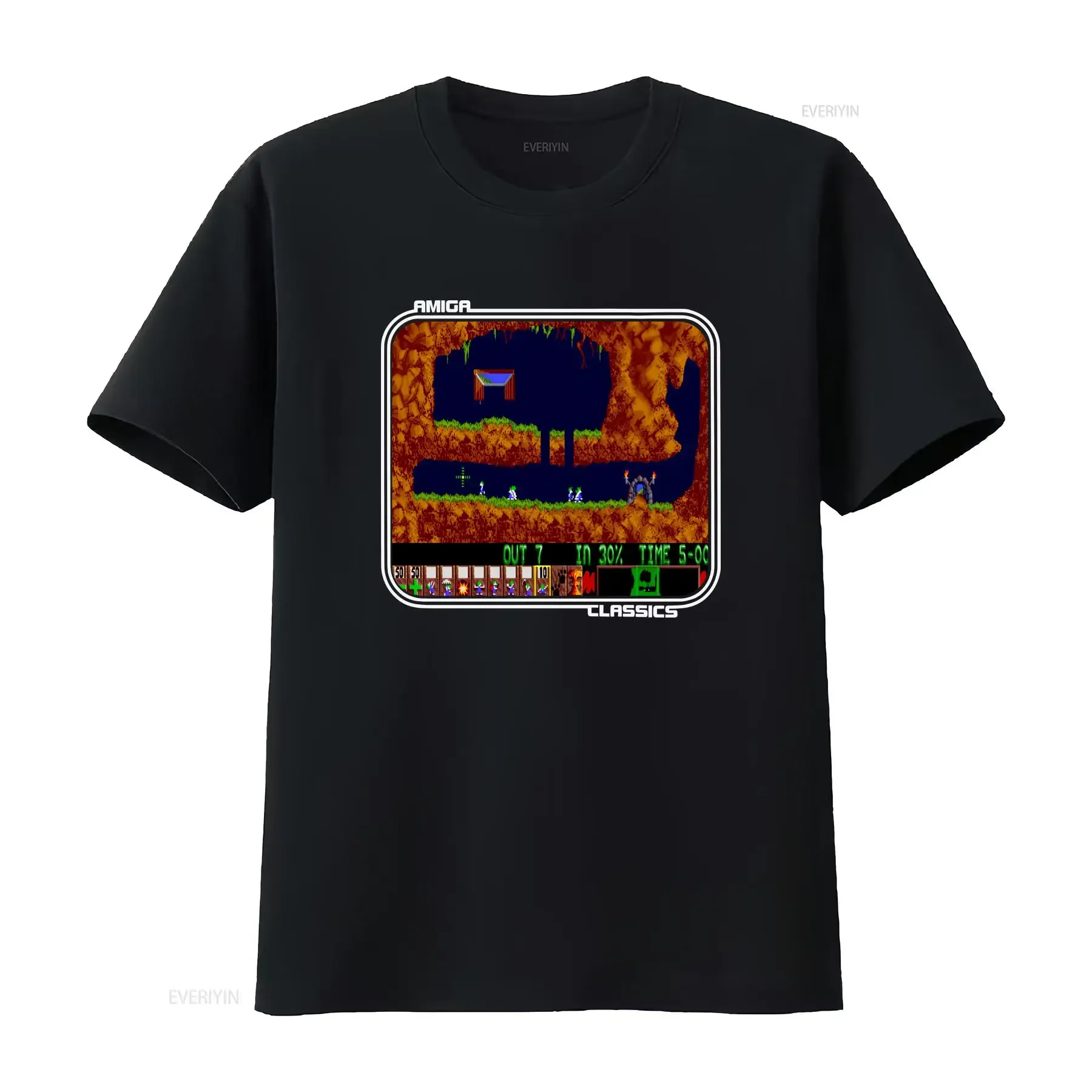 Lemmings Amiga Classic Retro Video Game T shirt vintage Washed graphic Breathable fashion Unisex designer clothes Slightly
