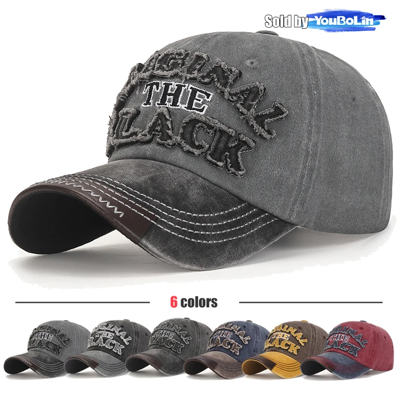 Baumwollbeschichtete Gewaschene Baseballkappe mit Gesticktem 'BLACK' Schriftzug und Aufnähern – Detail 1
