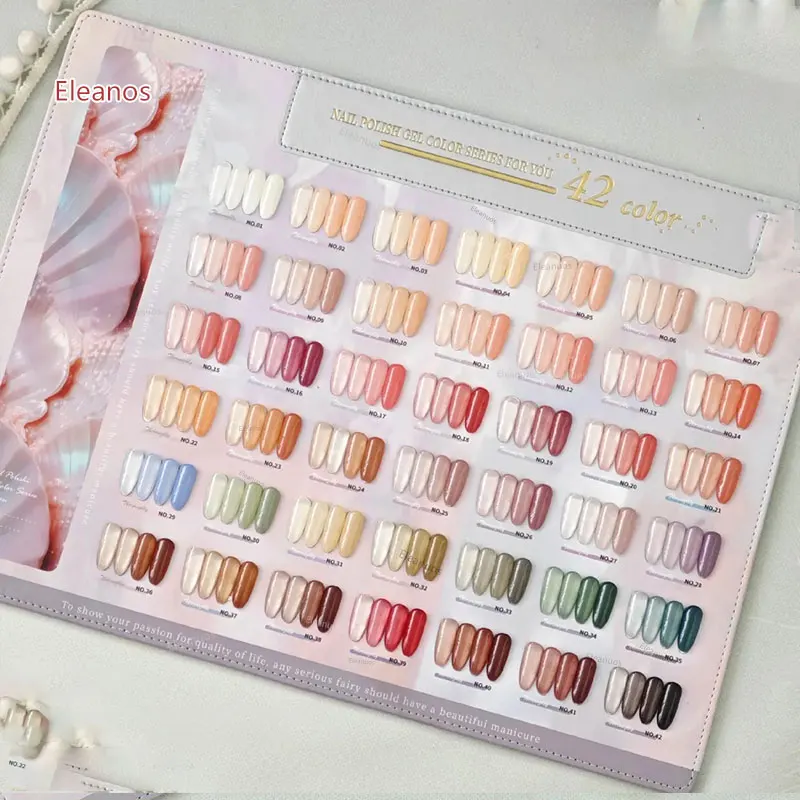 Eleanos 42pcs*15ml Jelly Nude Gel Nail Polish With Color Card Semi Transparent Nail Art Supplies Soakoff UV LED Nail Gel Varnish