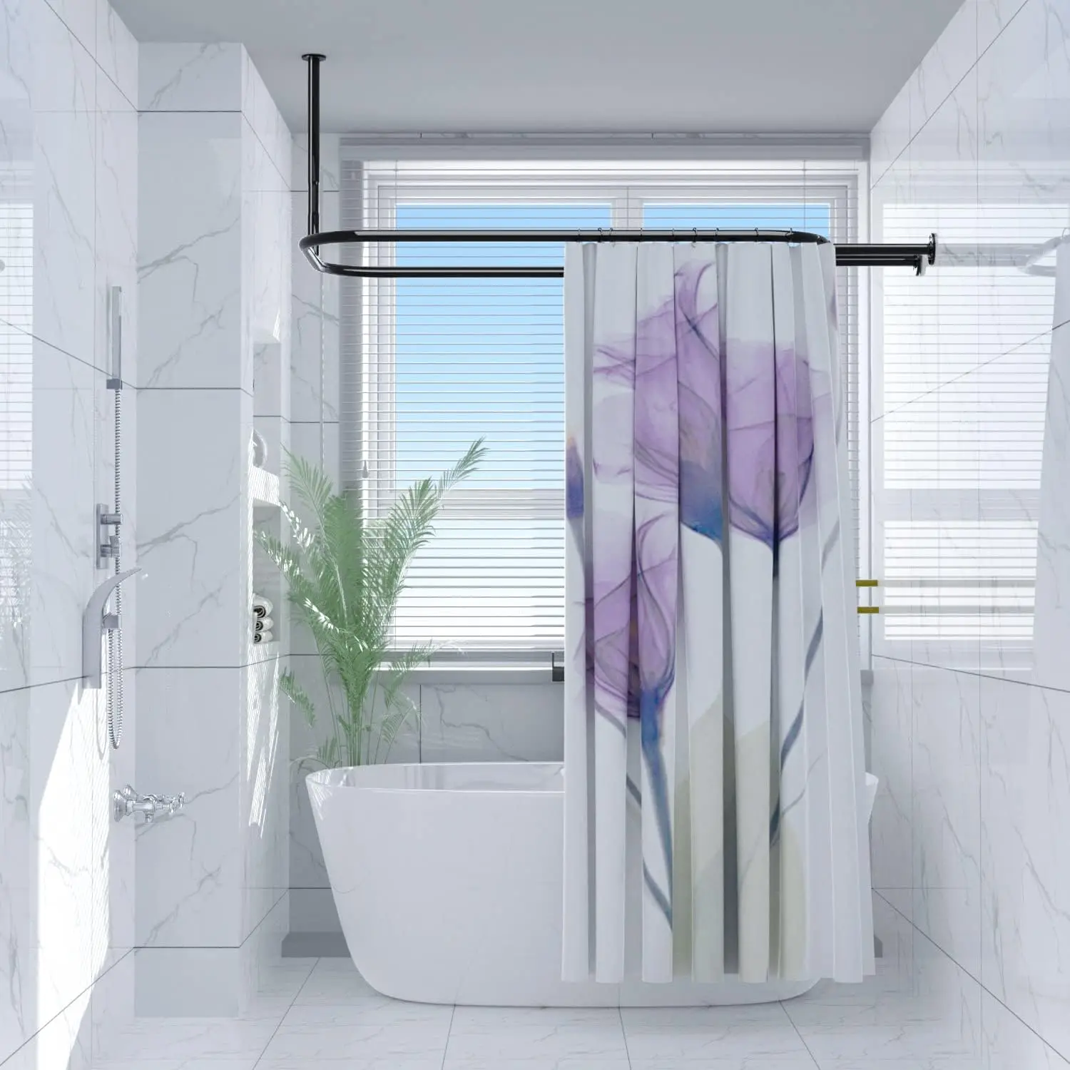 

Нержавеющий овальный карниз для душевой занавески 58,3x24 дюйма, сверхпрочный, для ванн на ножках, простая установка