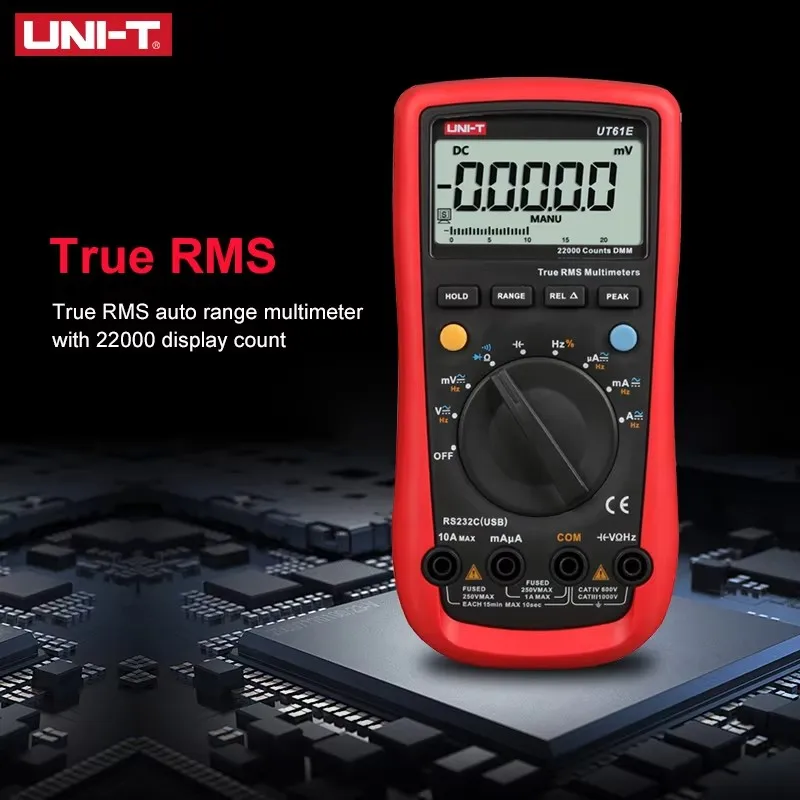 UNI-T UT61E المهنية المتعدد الرقمي 22000 التهم مقياس التيار الكهربائي الفولتميتر مكثف المقاومة تردد عداد كهربائي
