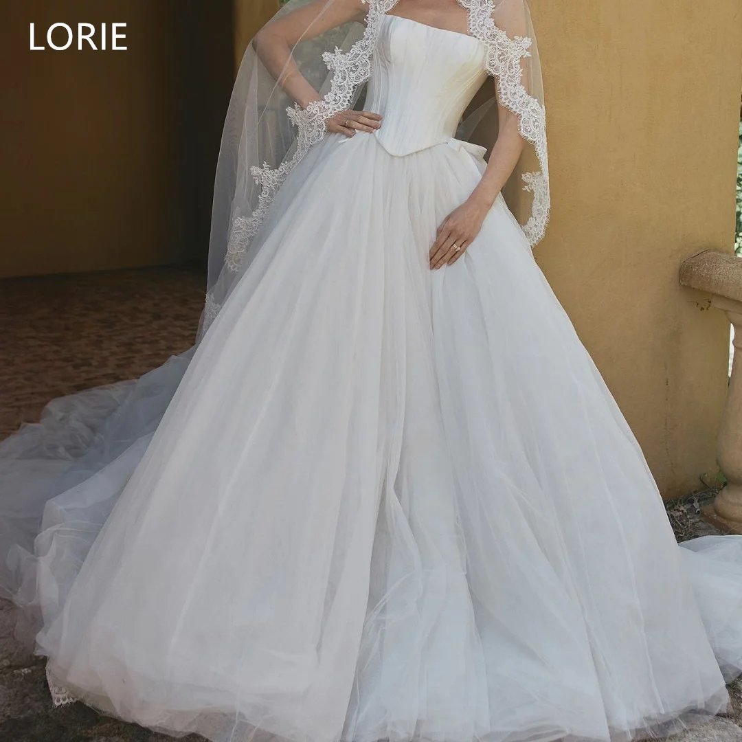 

LORIE Elegant Strapless Wedding Dresses Sleeveless Draped A-Line Bride Prom Gown Floor-Length Bridal Gowns Customized
