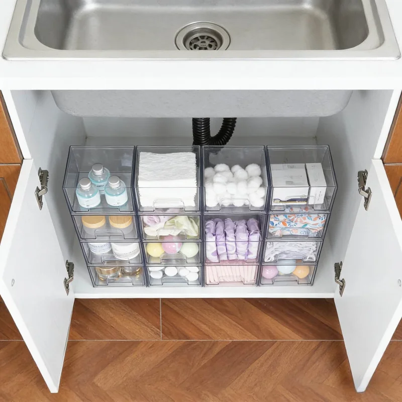 

Прозрачный складной органайзер для хранения для дома, кухни и ванной комнаты, 2-4 шт. в упаковке, пластиковый ящик-органайзер для хранения