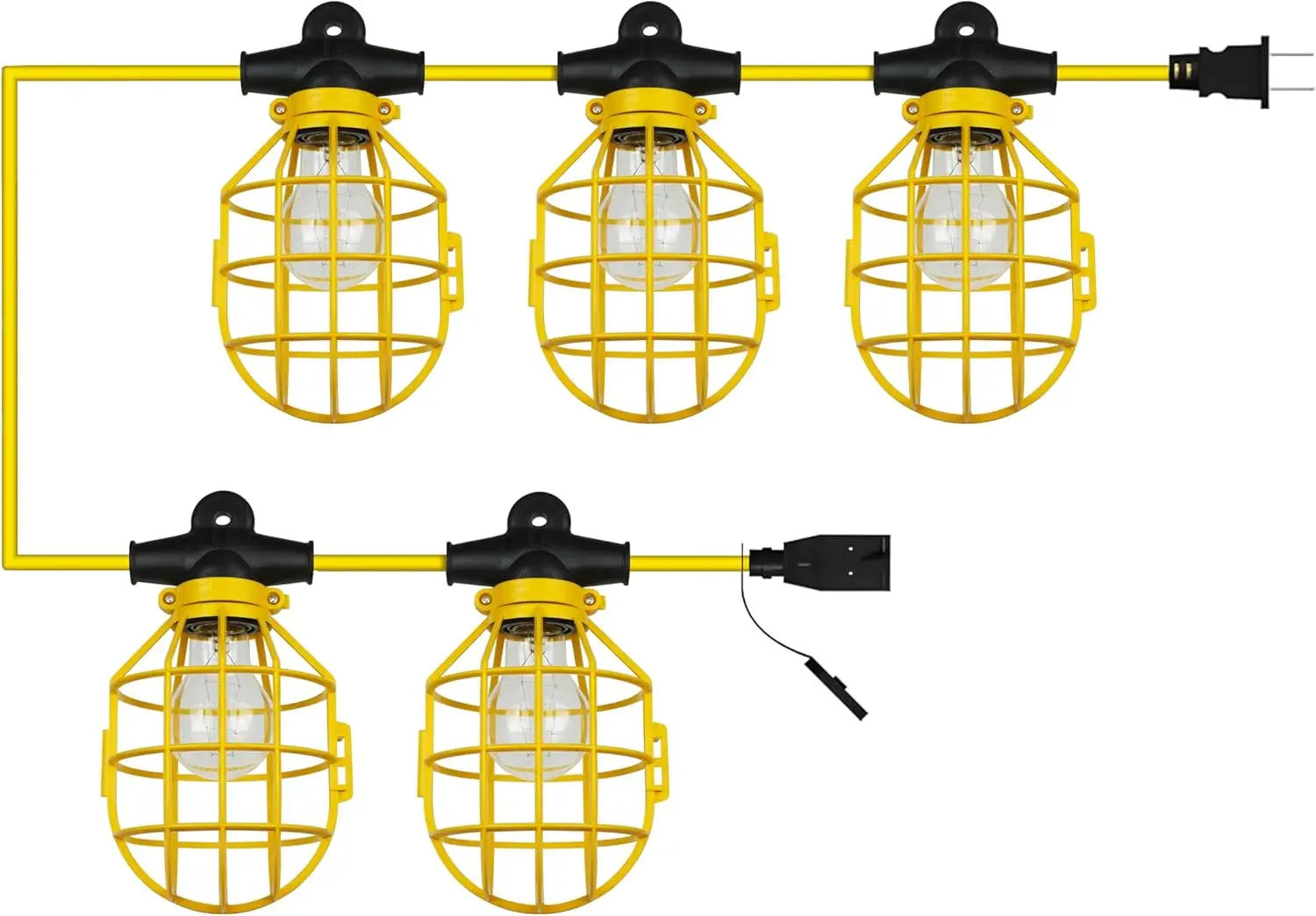 Sunlite Construction Cage String Lights, 50ft, 5 Medium Base Sockets (E26), 75W Max per Bulb (Bulbs Not Included), ETL Rated, In