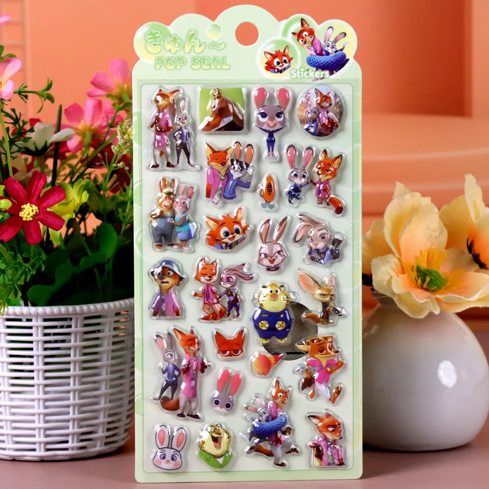 Bonito dos desenhos animados diversão 3d adesivos louco zootopia 3d oco em relevo adesivo decorar garrafas de água cadernos fazendo cartões decoração presentes