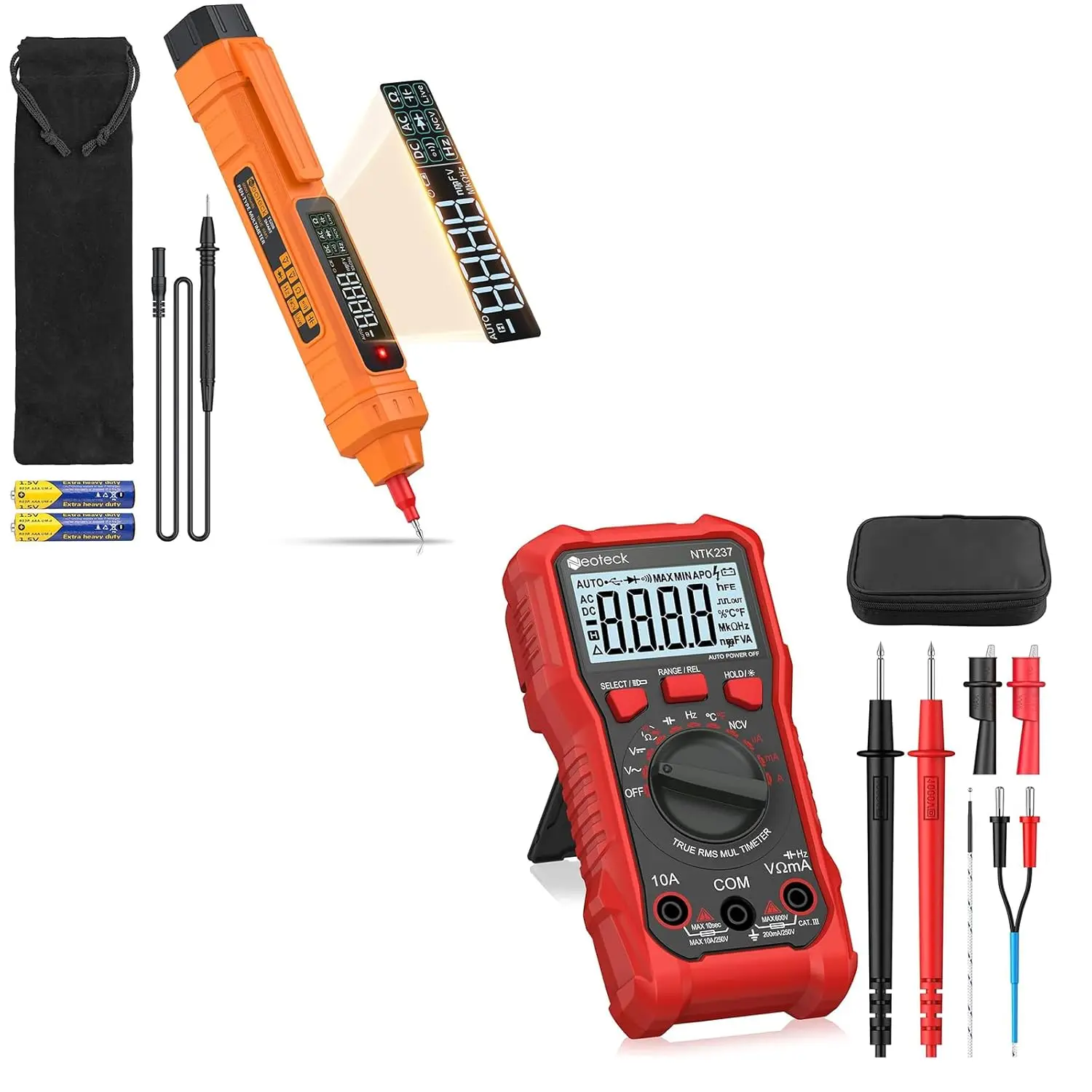 Multimetro a penna 2 in 1 e multimetro digitale da 2000 conteggi, NCV, LCD, tensione CA/CC, corrente, resistenza, continuità, capacità